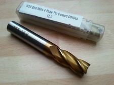Flute end mill tin coated - end,