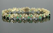 8 Ct Round Cut Lab Created Green Emerald Tennis Bracelet 14K Yellow Gold Plated