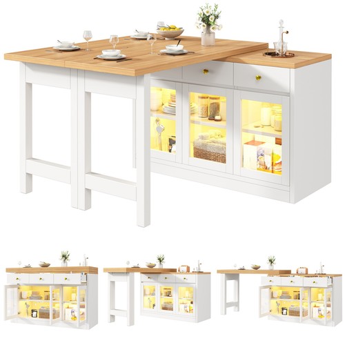 Led extendable kitchen island - extendable,