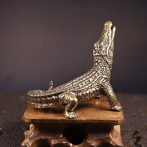 Antique brass crocodile - brass,