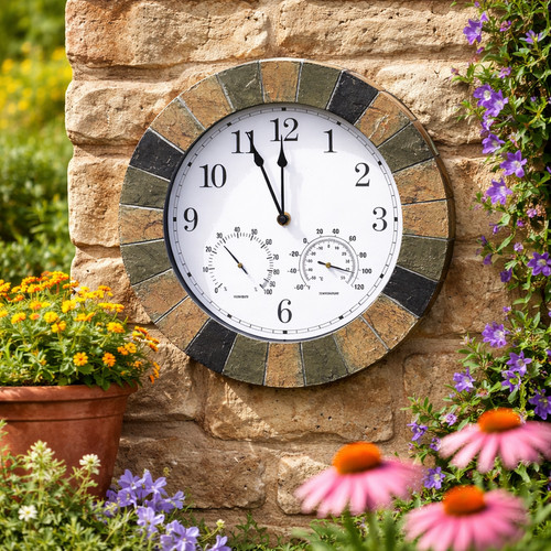 Garden wall clock thermometer - garden,