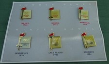 6 Commemorative Badges/Pins for Olympic Games Summer & Winter 1968-1984