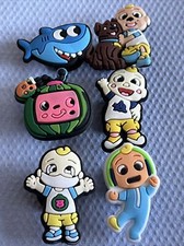 COCOMELON Set Of 6 MINI Flexible Silicone Shoe Charm Or Cake Decorations Party