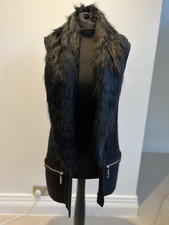 Ladies Cardigan Gilet With Removable Faux Fur Small