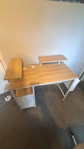 Oak effect computer - desk, with