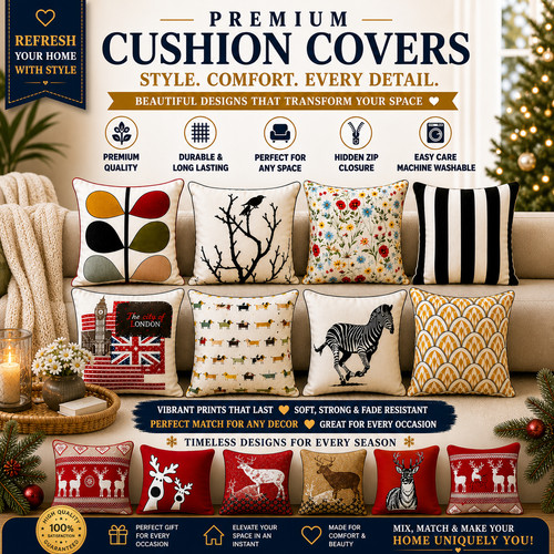 Christmas cushion cover - cushion, cotton