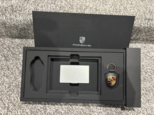 Genuine PORSCHE presentation box with black leather key fob & business card case