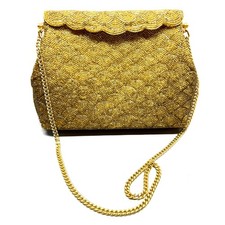 Vintage Gold Beaded Scalloped