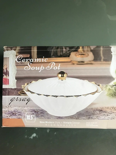 Gold white ceramic - curry, soup