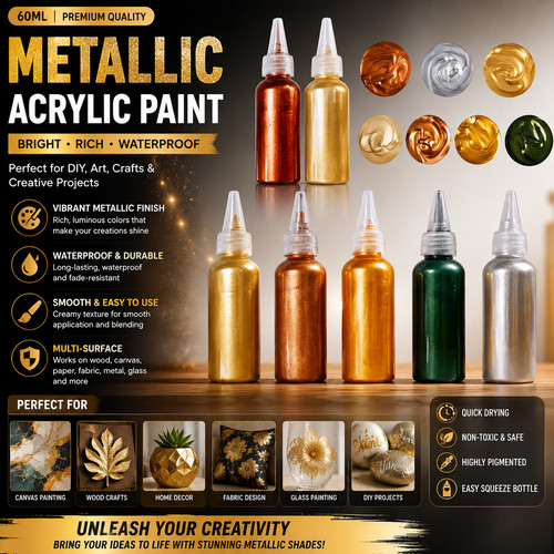 60ml gold metallic acrylic - metallic,