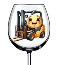 12x Colourful Forklift Truck Vinyl Sticker Decal Tumbler Wine Glass Bottle Mug