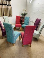 8 John Lewis Dining Chairs  ReUpholstered In Multicoloured Tweed Fabric