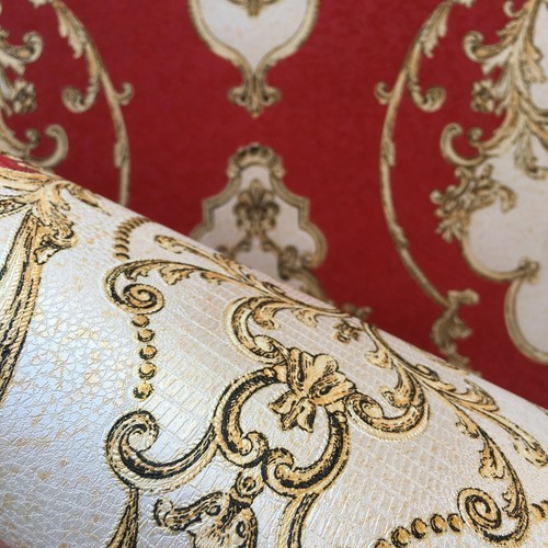 Retro red floral - floral, damask