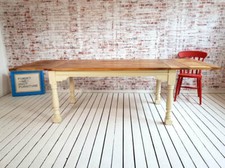 Any F&B Colour Large Extending Hardwood Oak Style Dining Table Rustic Farmhouse