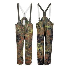 German Army Goretex Waterproof Over Trousers Braces Flecktarn Camo Breathable
