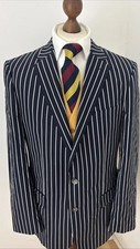 Boating Blue & White Striped Blazer Jacket by Savoy Taylor’s Guild Size 44R