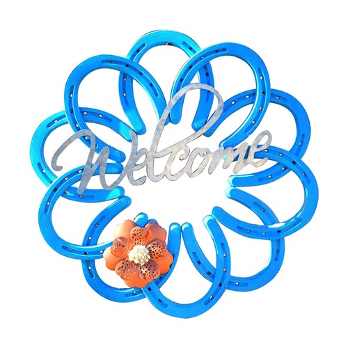 Black metal horseshoe wreath - metal,