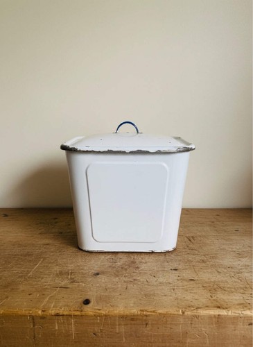 Large white vintage enamel - large,