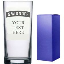 Personalised Engraved Hi ball mixer spirit VODKA SMIRNOFF glass