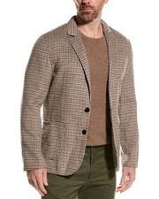 NWT Reiss Flutter Notch Wool Blazer Men's 40R Brown Houndstooth Surgeons Cuffs