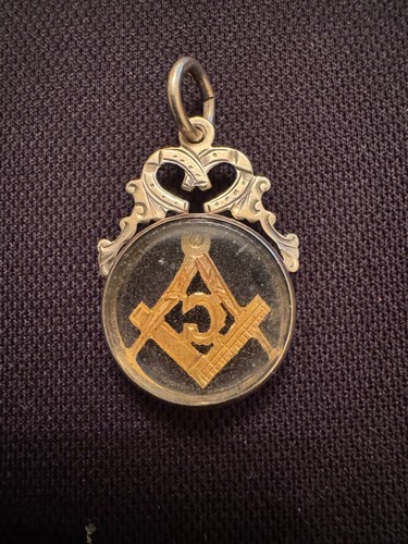 Masonic silver glass fob - masonic,
