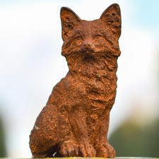 Miniature Baby Fox Garden Sculpture - Cast Iron Outdoor Ornament