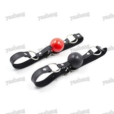 PU Leather black Red Soft Rubber Ball Mouth Ball Gag Costume