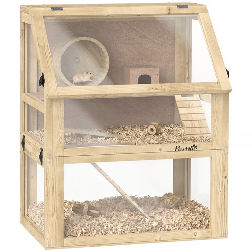 Pawhut wooden hamster - wooden, w/
