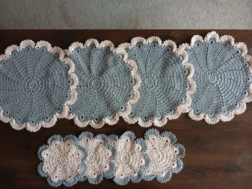 Round hand crocheted - crocheted, doily