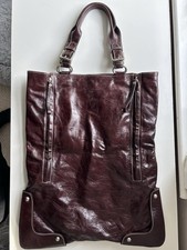 Designer Betty Jackson Brown Leather Shoulder Bag. Zip Detail. New.