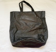 Barney’s Ruffo Italian Lambskin Leather Tote Bag Short Handle Black