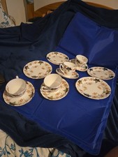 Vintage bone china afternoon tea set for 4, side plates, cups and saucers