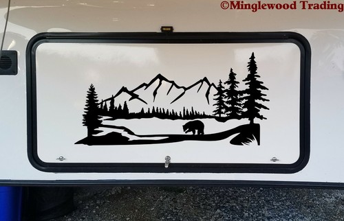 Bear mountain scene vinyl - bear,