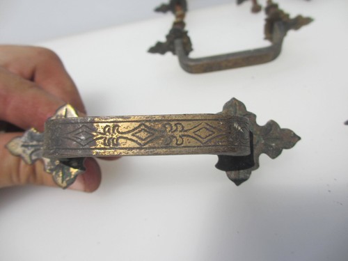 Vintage brass drawer handles - brass,
