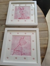 TK Maxx Liv & Flo Bunnykins Pink Nursery Glass Pictures See Below RRP £80 Each