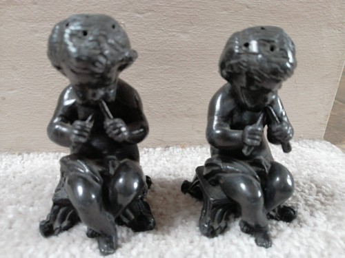 Pair georgian pewter talc - pair,