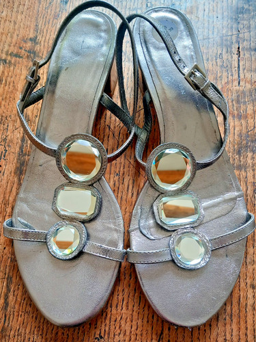 Silver real leather faceted - real,