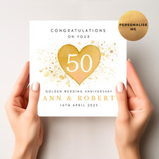 Personalised Golden Wedding Anniversary Card - 50th Wedding Anniversary Card
