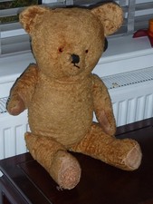 Vintage straw filled teddy - vintage,