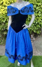 Fab Vintage John Charles Velvet & Acetate Blue Dress 1980s Party Dress  Ball S/M