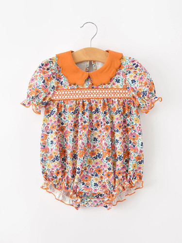 Fall floral smocked petals - smocked,