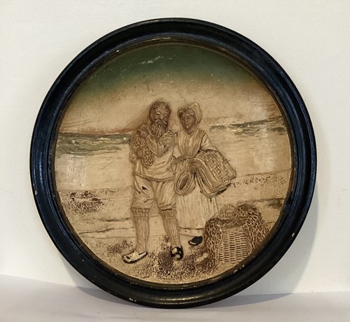 Vintage chalkware relief - chalkware,