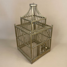 Vintage Wooden Decorative Oriental Bird Cage Wood House Japan Gold Birdcage