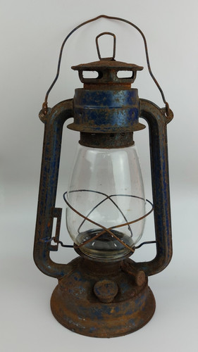 Vintage hurricane lantern blue - hurricane,