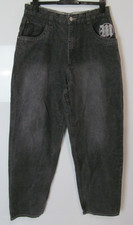 Makaveli Branded Men's Dark-Grey Zip-Up Jeans With UK 36 Inch Waist 34 Inch Leg