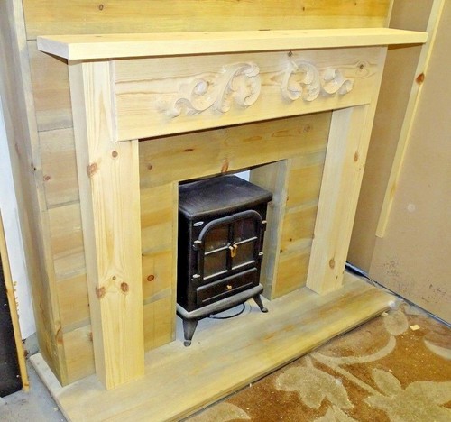 Pine fancy mantle - mantle, fireplace