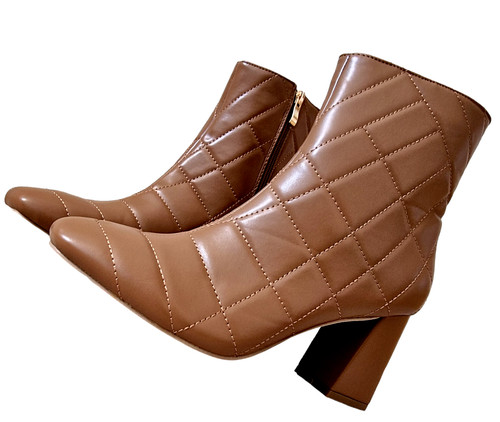 New womens tan quilted dress - tan,