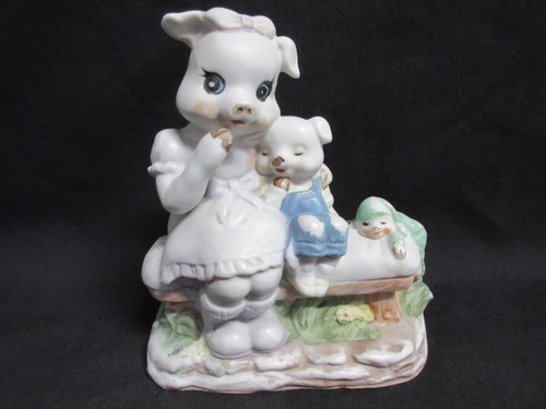 Vintage japan bisque momma pig - japan,