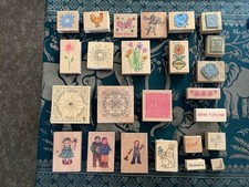 25 Wooden Rubber Stamps for Card Making, Crafting,