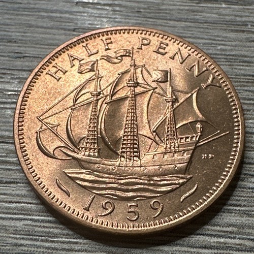 1959 half penny coin - penny,